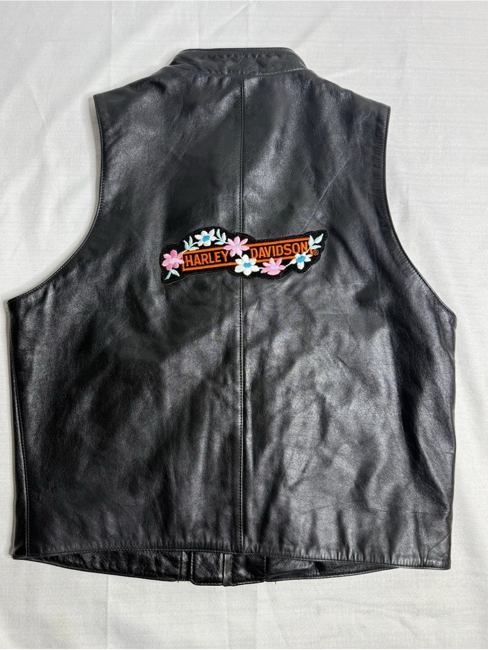 VINTAGE Authentic Harley-Davidson Black Leather Vest Womens Size Small - Picture 11 of 12